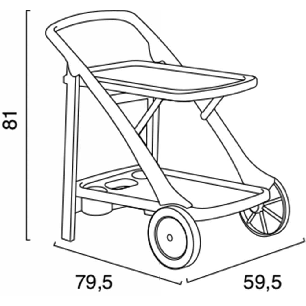 Carrello Cucina Portavivande Esterno in Resina Verde con Vassoio Portabottiglie