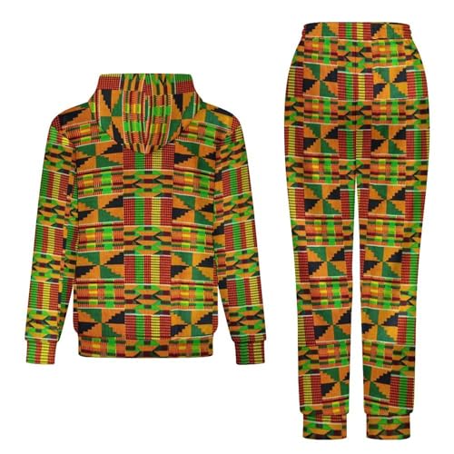 Kente Print Hoodie Set Tracksuits Pullover Hooded Sets Drawstring Elastic Waist Sweatsuits Joggers Casual Wear Unisex4