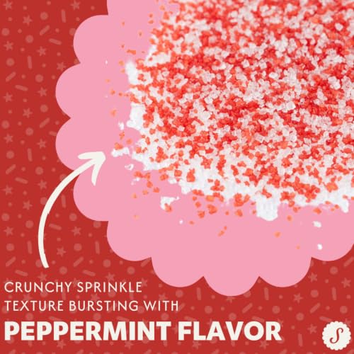 Image of Sweets Indeed Peppermint Sugar Topping - 5.11 oz Holiday Candy Cane Finish | Festive Peppermint Sugar for Cakes, Cookies, Hot Cocoa & Christmas Desserts
