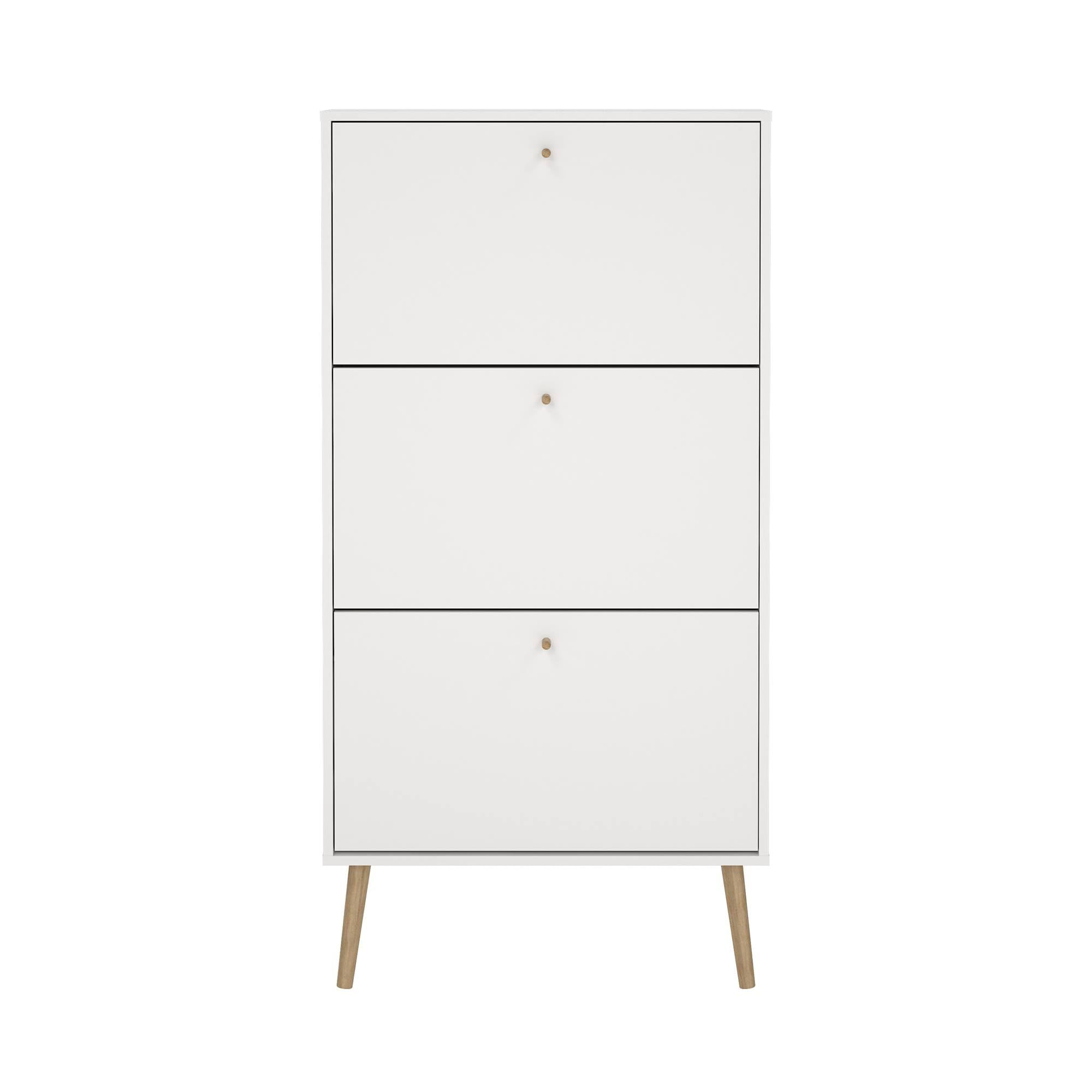 WELL HOME MOBILIARIO & DECORACIÓN Zapatero Abatible Guadiana, Mueble Zapatero con 3 Puertas Abatibles, Blanco, 71 x 25 x 140 cm