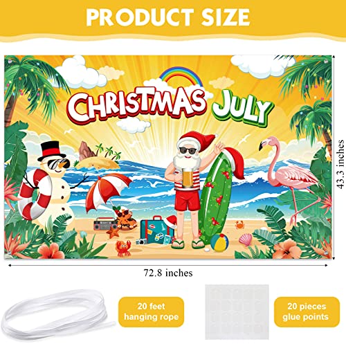 Ctosree Summer Christmas Backdrop Banner Polyester Christmas July Photo Background Tropical Hawaiian Snowman Santa Backdrop Decor For Summer Beach Xmas Holiday Party Photo Prop Decor, 72.8 X 43.3 Inch #TOP1