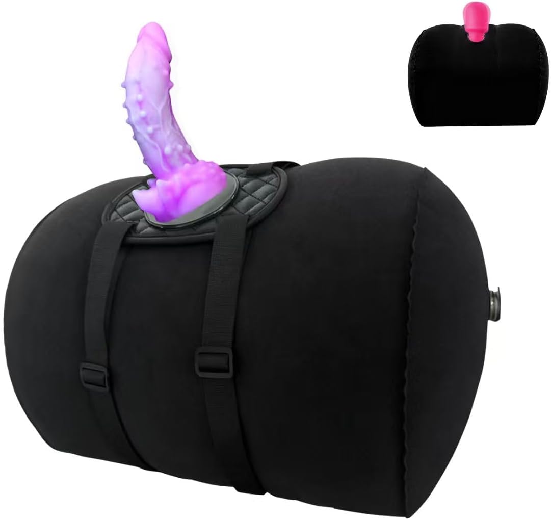 Sex Pillow with Suction Cup Dildo Mount Sex Toys Inflatable Pillow Vibrator Holder Set Universal Sex Saddle Strap on Pillow,Chair Hands-Free Play(Without Dildo)