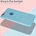 MATEPROX Compatible with iPhone 6s Case Compatible with iPhone 6 Case Glitter Slim Bling Crystal Clear 3 Layer Hybrid Protective Case (Blue)
