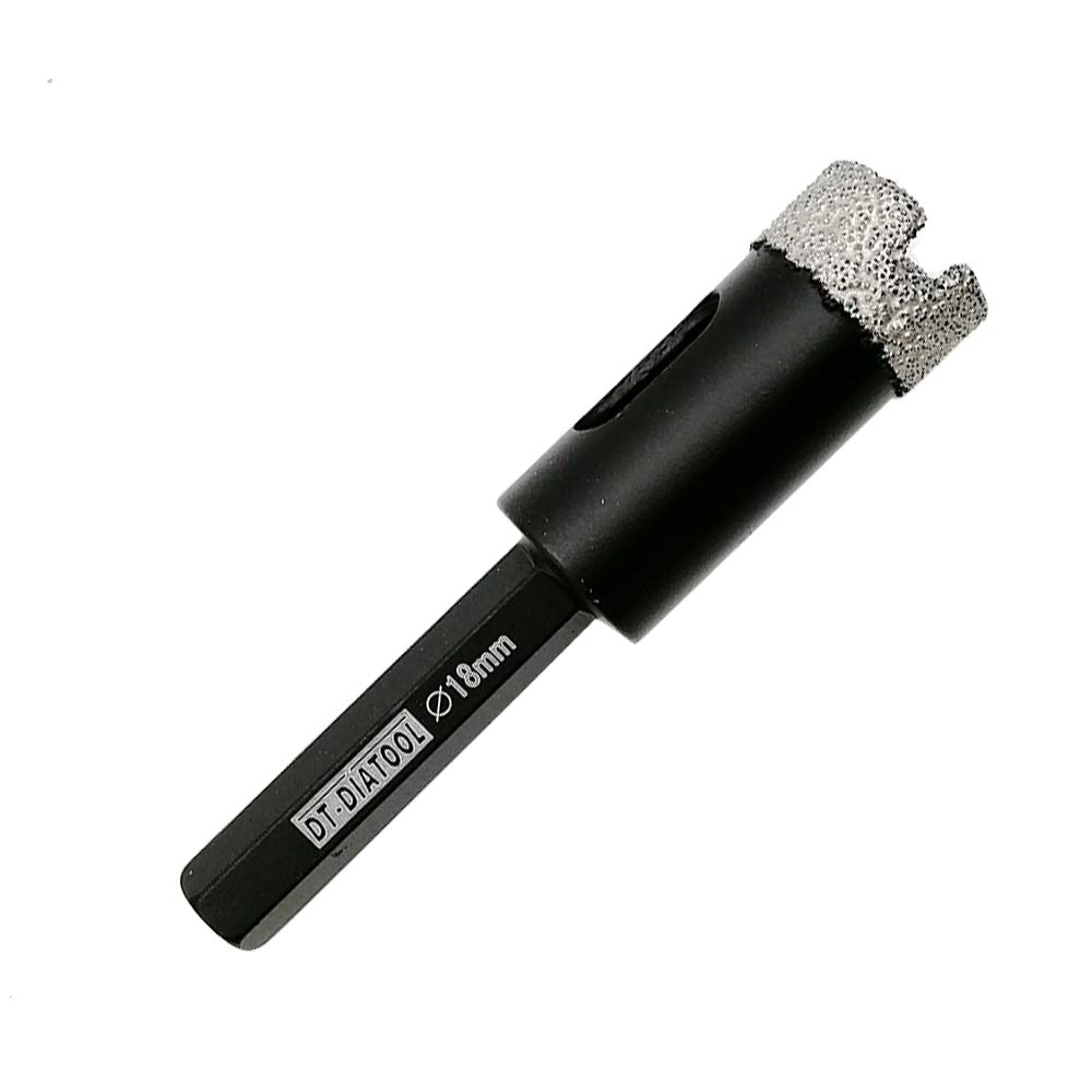 Dt-Diatool Black Hex Shank Dry Diamond Drill Core Bits 18Mm Vacuum Brazed Hole Saw For Tile Porcelain Ceramic Marble Granite