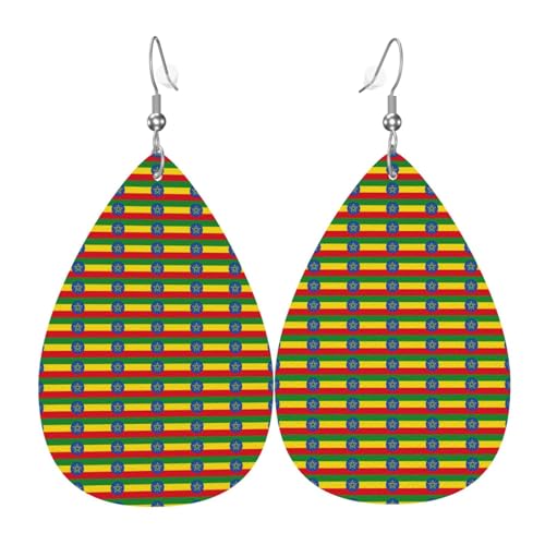 Boucles d'oreilles motif drapeau de l'Éthiopie en forme de larme pour femme, bijou tendance cadeau pour la Saint-Valentin, les vacances, la décoration de voyage