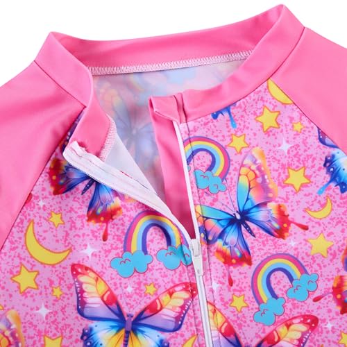 Image of Funnycokid Girls Swimsuit Kids Bathing Suit Rashguard Swimwear Long Sleeve 3 Piece Toddler 3-7 Years