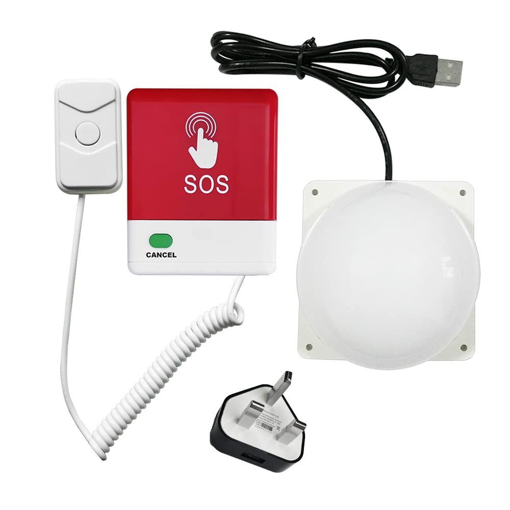Wireless Caregiver Pager Smart Call System 1 Emergency SOS Call Buttons Transmitters 1 Receivers Nurse Calling Alert Patient Help System for Elderly/Patient/Disabled/Nursing Home/Personal Attention