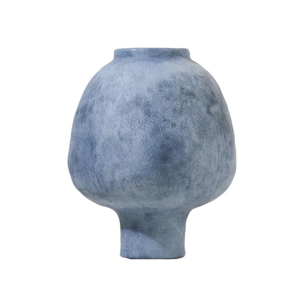 Vase en céramique vintage bleu au design minimaliste et raffiné