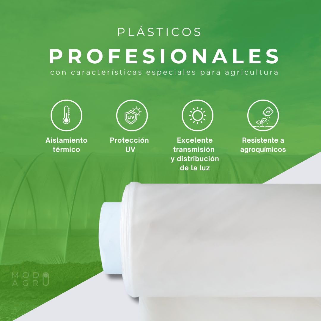 Plástico Invernadero traslúcido agrícola 800 galgas 200 micras. Plástico Especial Agricultura y protección huertos Plantas Exterior Ideal para invernaderos huertas y Jardines (6X15)