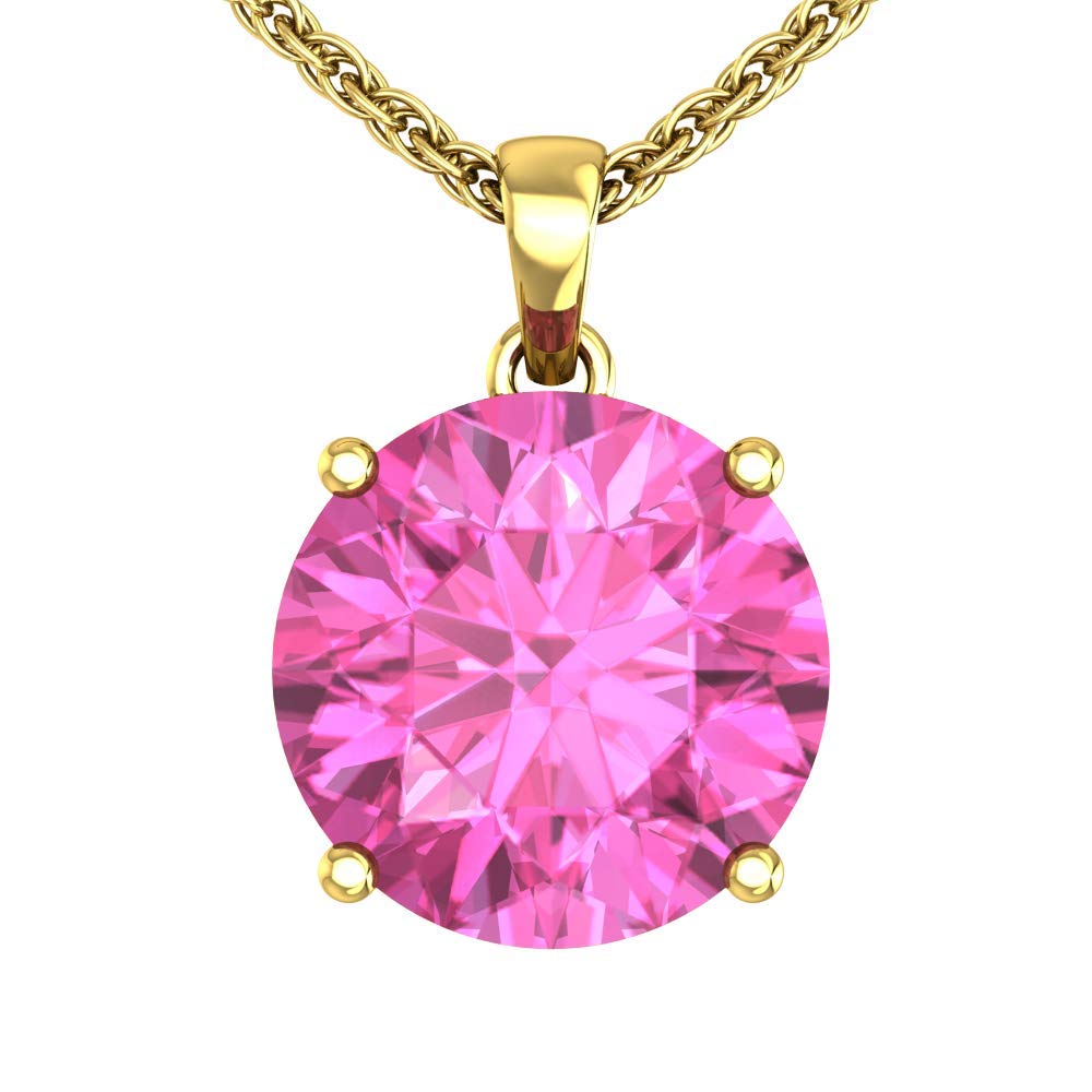 Belinda Jewelz Necklace 14k White ＆ Yellow Gold Round Shape Birth Gemstone Jewelry Hanging Pendant Prong Setting with 18inch Rhodium Plated 925 Sterl