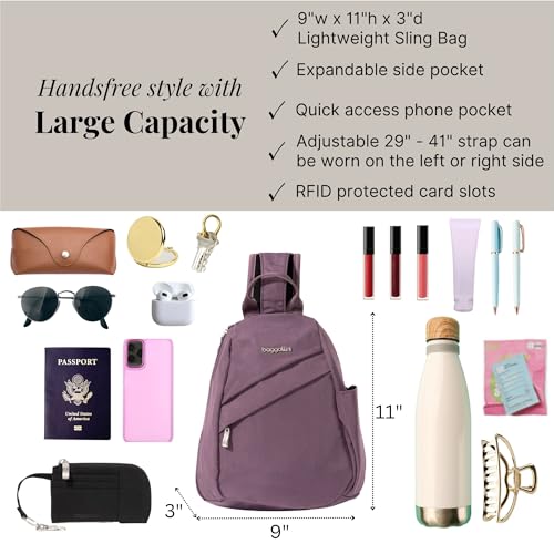 Image of Baggallini Medium Sling Backpack - 9 inchx11 inch Lightweight Sling Bag with Convertible Adjustable Shoulder Strap