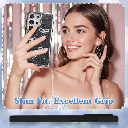 Image of DIZORO for Samsung Galaxy S26 Ultra 5G case,Cute Bow Tie Aesthetic Phone Case,Trendy Slim Hard IMD Shockproof Protective Bumper Designer Phone Back Cover for Women Girls - Black