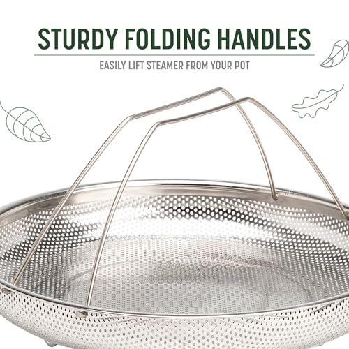 Image of Goodful All-In-One Pan Steamer Basket, Premium Stainless Steel Construction, Dishwasher Safe, Perfect for Steaming Vegetables, Full Handle for Easy Use