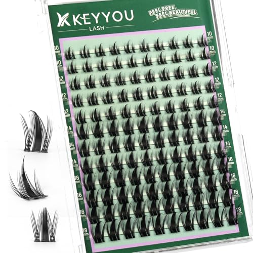 KEYYOU Manga Lash Clusters Fairy Cluster Eyelash Extensions Cosplay at home Wispy False Eyelashes 10-18mm Lashes C Curl Individual Fake Eyelashes Extension with Spikes Easy to Apply for Beginner