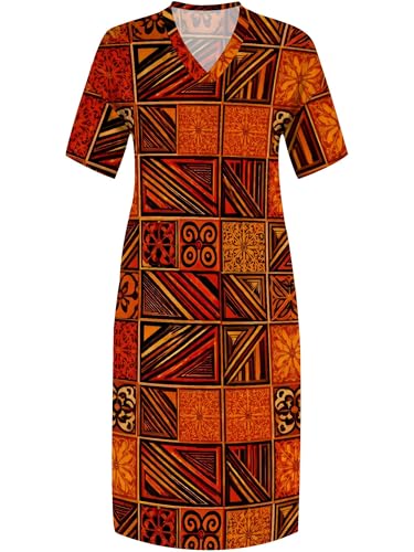 Image of Plus Size Maxi Dress for Women Short Sleeve V Neck Casual Loose Sundress with Pockets