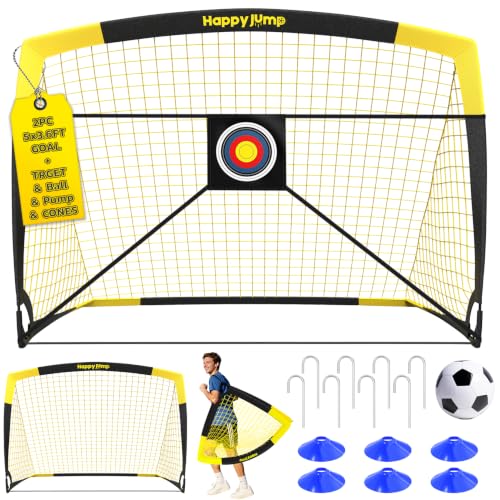 Image of Happy Jump Folding Soccer Goal for Backyard, 2.1 x 1.5 Meters, 1.5 x 1.1 Meters, 1.2 x 0.9 Meters, 0.9 x 0.7 Metres