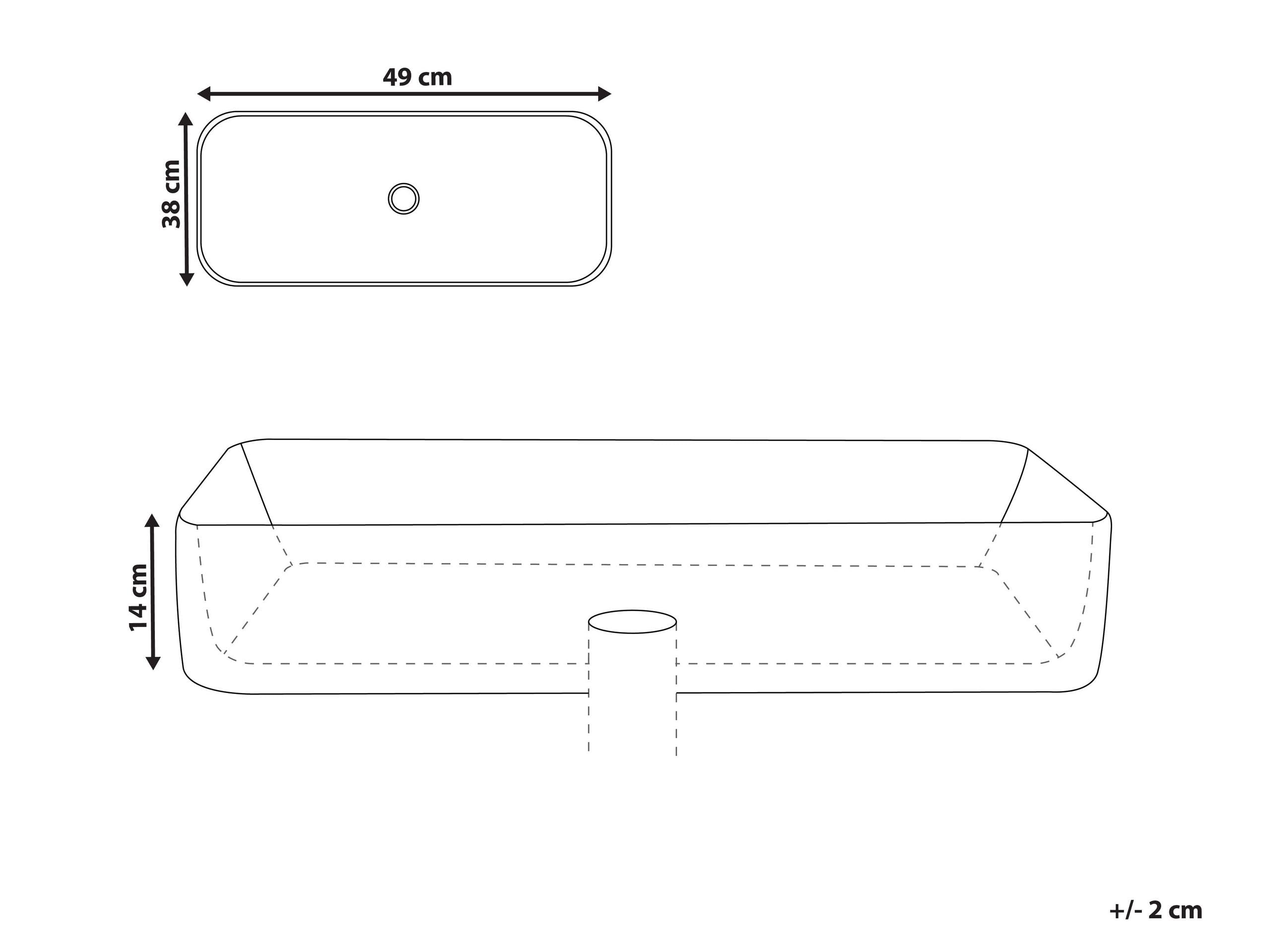Lavabo de encimera baño cerámica rectangular negro mate 49 x 38 cm Travesia