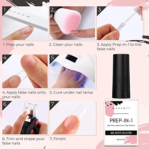Makartt Ballerina Nail Tips Bundle Nail Glue Gel,500Pcs Matte Full Cover Coffin Nails Clear Press On Nails False Nails Acrylic Nails Super Strong Brush On Nail Glue Long Lasting Uv Nail Glue #TOP7