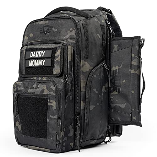 Image of Tactical Baby Gear TBG - MOD Diaper Bag Backpack for Men w/Changing Mat - Modular Panel System (Black Camo)