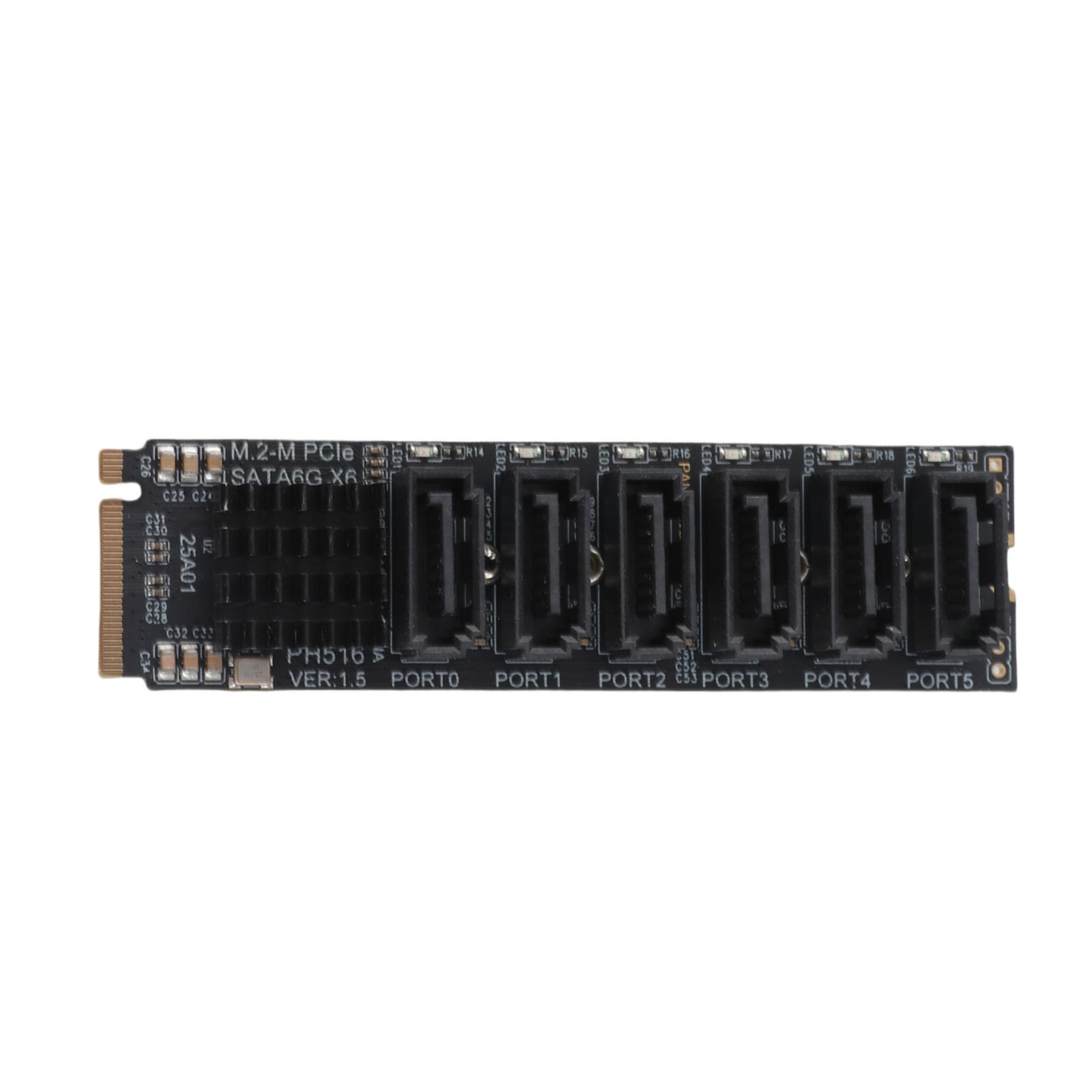 Karta Adaptera M.2 do SATA3.0, Profesjonalna Karta Rozszerzeń 6 Gb/s ASM1166 M.2 PCIE na SATA z Inteligentnym Wskaźnikiem
