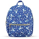 Disney Stitch with Flowers Mini PU Leather Backpack Purse with Adjustable Straps 10 In