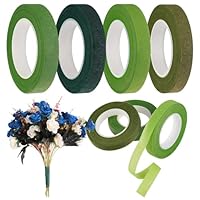 4 Stück Floristenband Grün Floral Tape Green 27m Floristenkrepp 12mm Floral Tape Floristenband Grün Flora Blumenband für Blumenarrangements und Floristik Bouquet Blumensträuße Diy Kunsthandwerkk