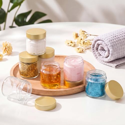 Image of Norme 36 Pcs 4 oz Glass Jars with Lids Cosmetic Jars, Clear, Gold