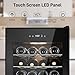 Tylza 24 Bottles Wine Fridge, Wine Cellar with Powerful Compressor, LED Touchscreen, Low-E Tempered Glass Door, Lock, Wine Cooler Refrigerator for Red, White, Champagne or Sparkling Wine, Black