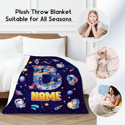 Boys Blankets - Personalized Planet Gifts for Kids - Cozy Lightweight Throw Blanket for Sofa & Bedroom Decor