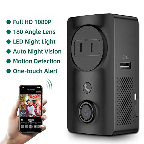 Security Camera Wireless, Monja Portable Outlet Cameras, WiFi Nanny Cam with Socket, USB