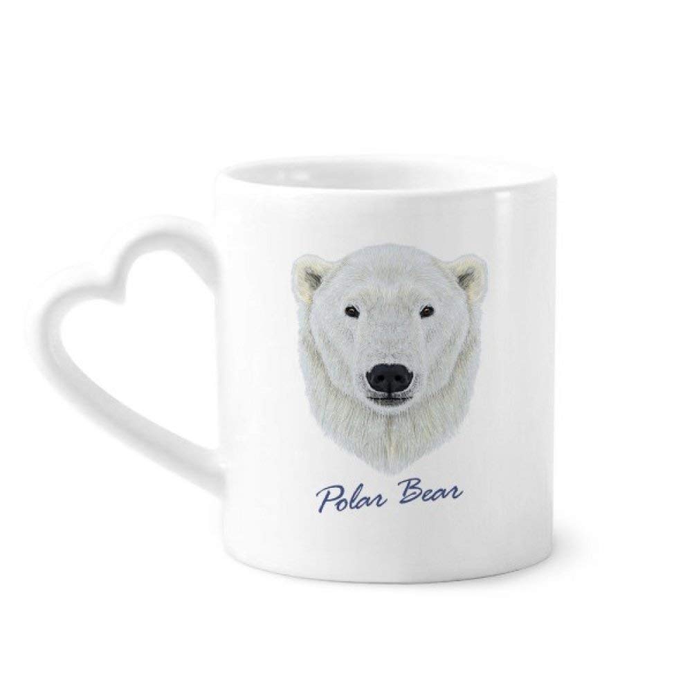 DIYthinkerWhite Northern Wild Polar Bear Animal Coffee Mugs Pottery Ceramic Cup with Heart Handle 12oz Gift