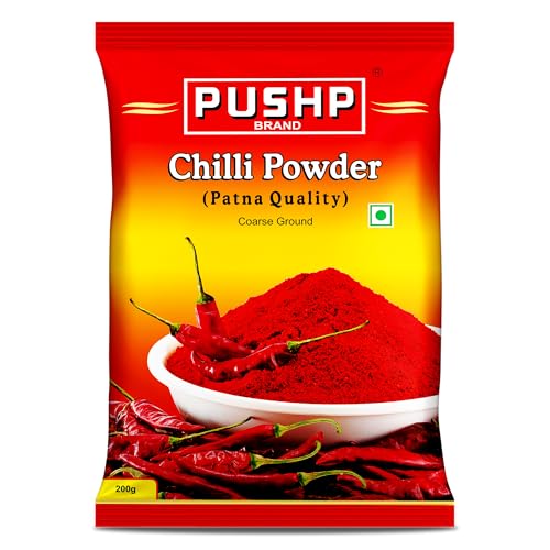 Image of PUSHP Brand Red Chilli Powder 200g, Lal Mirch Powder with natural Oils | Patna Quality Lal Mirchi Powder (Pack Of 1) | Perfect for Cooking, Pickles, Gravies & Traditional Indian Dishes