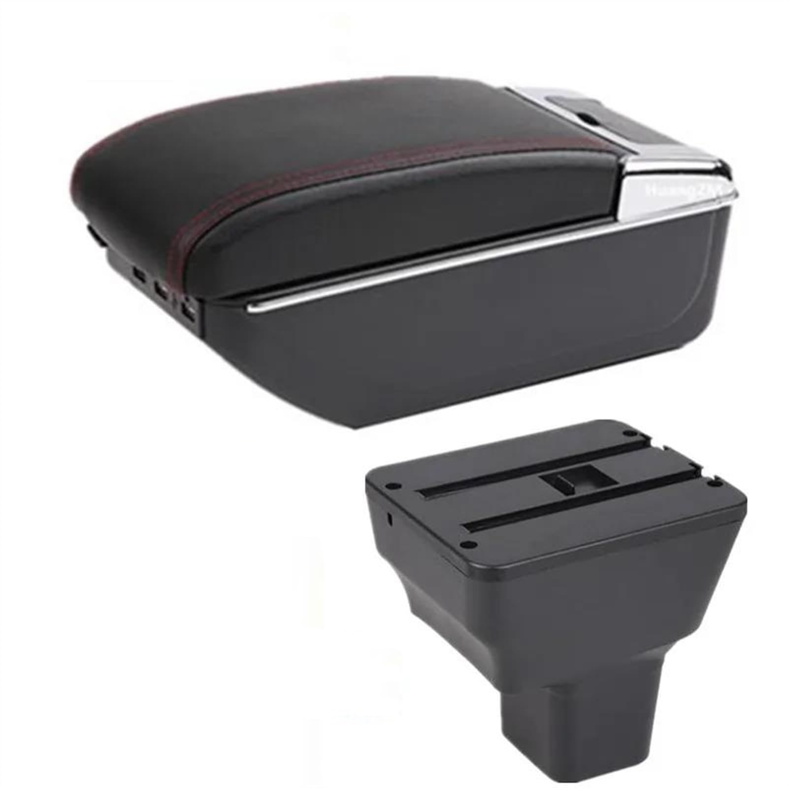 NOHEEU Car Armrest Special Storage Box Modified Parts For Almera For Versa 2020 2021 2022 2023(C red line 7USB)
