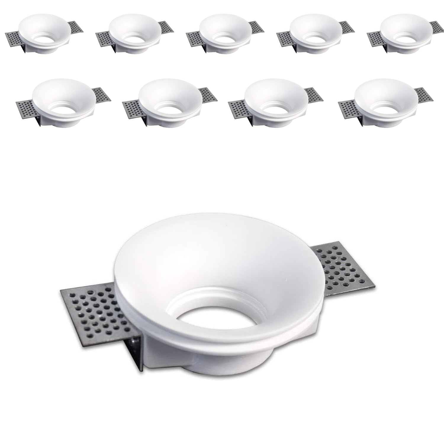 10 pezzi Portafaretto da incasso in gesso a scomparsa, compatibile con faretti GU10, foro incasso Ø105mm, design minimalista per soffitti in cartongesso (10)