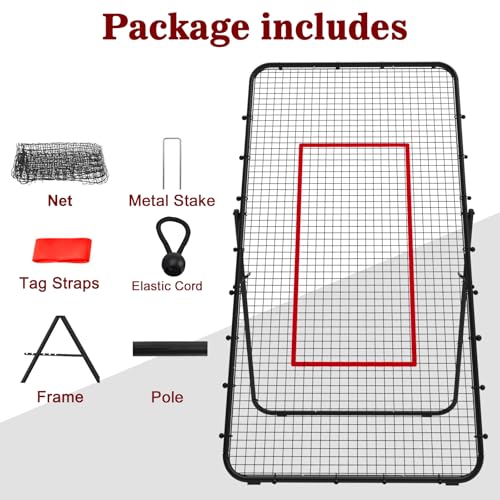 LIANTRAL Volleyball Rebounder Netz, 2,2 x 1,2 m, Volleyball-Trainingsgerät mit Schlagzone für Lacrosse Baseball Sportübungen, verstellbares Volleyballnetz für Hinterhof, drinnen und draußen, Schwarz
