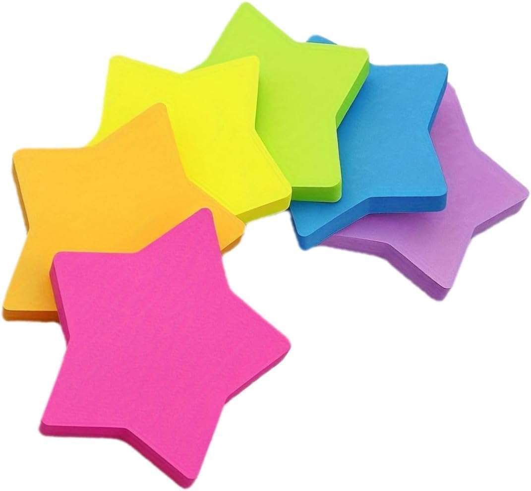 240 Sheets 6 Color Star Shape Sticky Notes Super Cute Post It Notes Self-Sticky Note Pads for School Office Home, Notebooks and Writing Pads, Self-Stick Notes