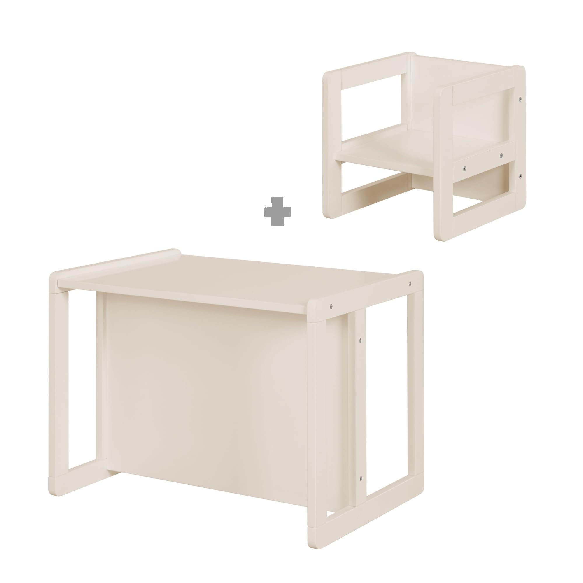 roba Ensemble Table et Chaise Réversibles pour Enfants - 3 Hauteurs d'Assise - Table Convertible en Banc – 9 Mois à 10 Ans - Bois Laqué Beige
