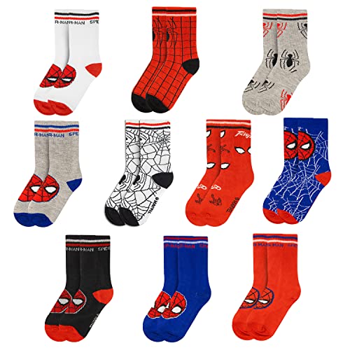 Spider Man Boys Socks, 10-Pack of Decorative Spiderman Toddler Socks, Amazing Marvel Legends Socks for Boys