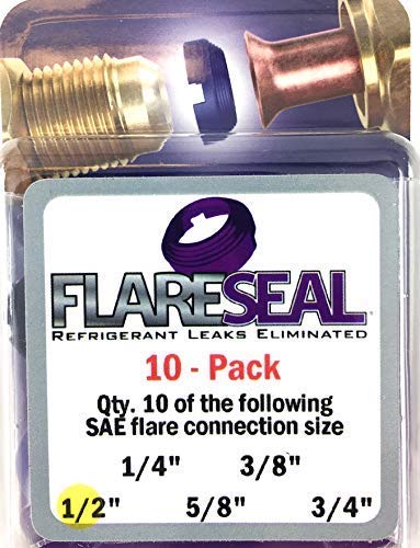 1/2” - 10 Pack - FS08-10PK - SAE Flare Seal Fitting - Refrigeration, HVAC, Ductless, Schrader Valve or Mini Split Applications (1/2", 10 Pack)