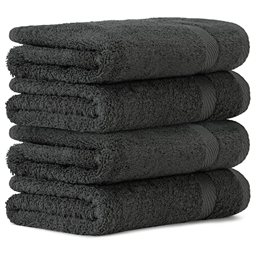 Luckytowel Handtücher Set 50x100 cm 100% Baumwolle, Handtuch-Set 4er Pack Anthrazit