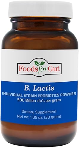Foods For Gut Bifidobacterium Lactis Probiotic Powder 500 mil millones de ufc de 1.06 oz  Apoyo digestivo e inmunológico  Alta potencia  B. Lactis