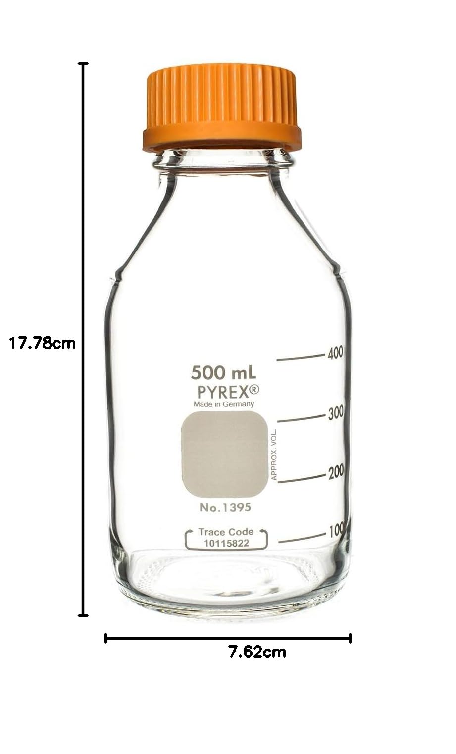 Pyrex 500 ml rund Media Aufbewahrung Flaschen, mit GL45 Schraubdeckel, EA