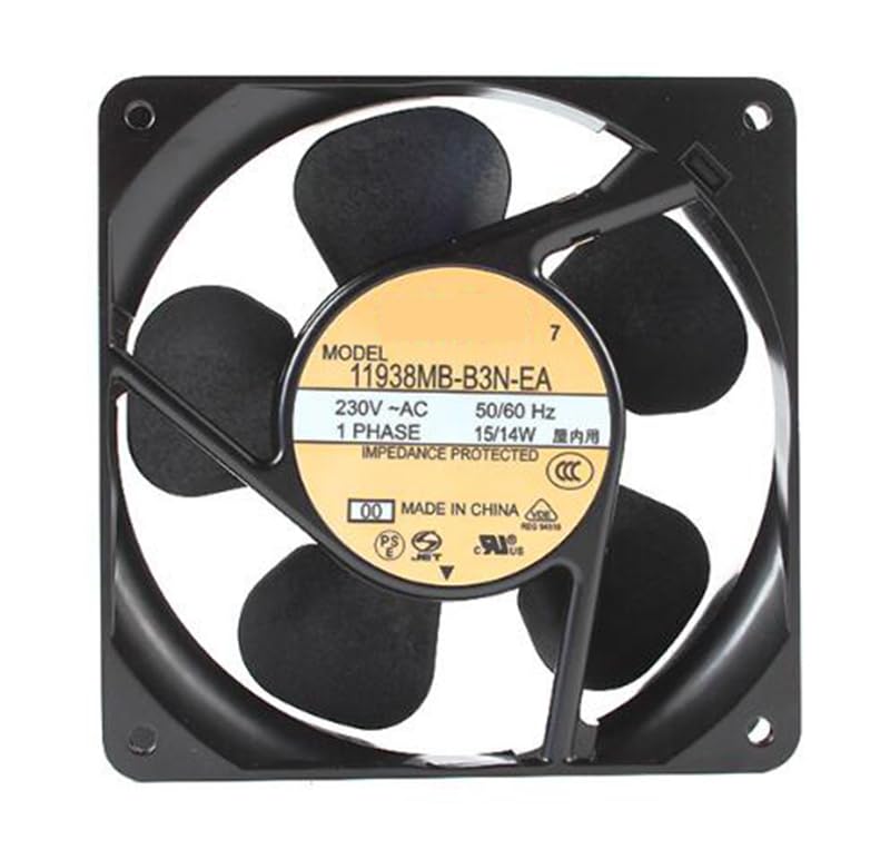 120 mm 4715MS-23T-B50 11938MB-B3N-EA 230Vac 15/14W 2 piny, wentylator chłodzący osiowy AC 120 x 120 x 38 mm