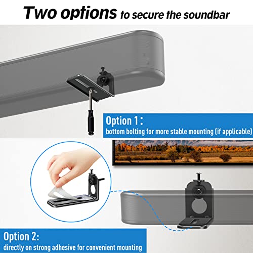 Mountup Universal Soundbar Wall Mount With Patented Design, Level Adjustable After Installation Sound Bar Bracket For Most Of Soundbars Max 20 Lbs Anti-Drop Soundbar Wall Shelf, Black #TOP3
