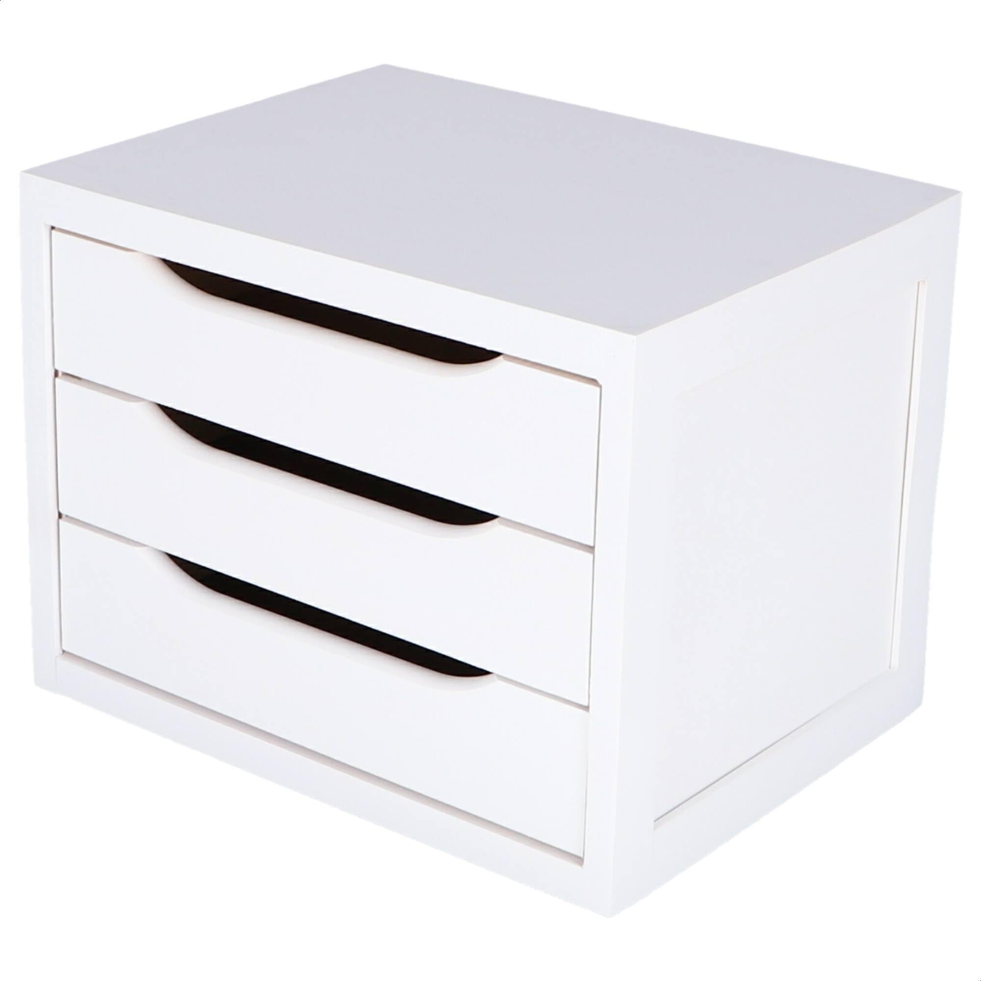 Cajonera Madera con 3 cajones en Color Blanco 40x30x29cm