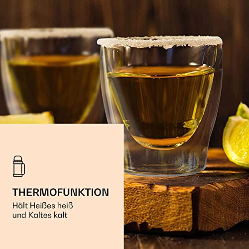 DUOS® Espressotassen Glas 4x80ml, Doppelwandige Gläser Latte Macchiato, Doppelwandige Kaffeegläser, Teegläser, Cappuccino Gläser, Eiskaffee Thermogläser doppelwandig, Latte Macchiato