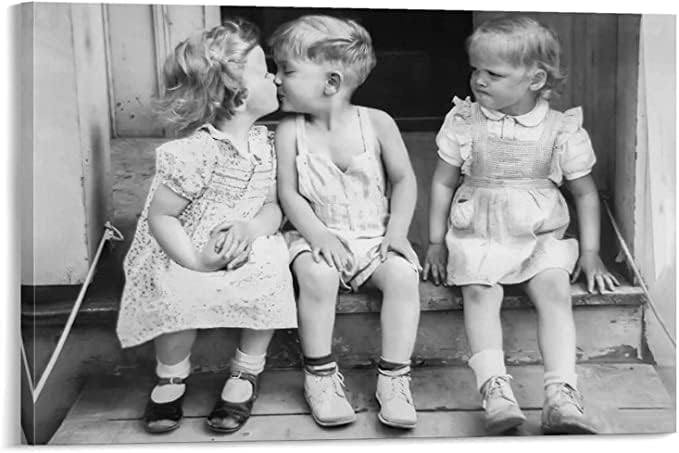 ERkaL Kiss 1947 - Póster en blanco y negro para pared, diseño de pared para sala de estar, dormitorio (12 x 18 pulgadas, enmarcado)