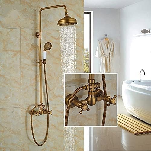 Robinet de douche en laiton antique avec douchette colonne murale rétro