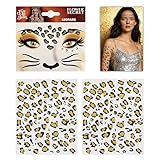 Ruvan 1Ensemble Autocollant Face, Art Tatouage Visage Animaux Enfant, Stickers Visage Léopard + 2 Posts Léopard, Accessoire De Déguisement De Léopard, Tatouage Enfant Fille, Ldéaux Pour Carnaval