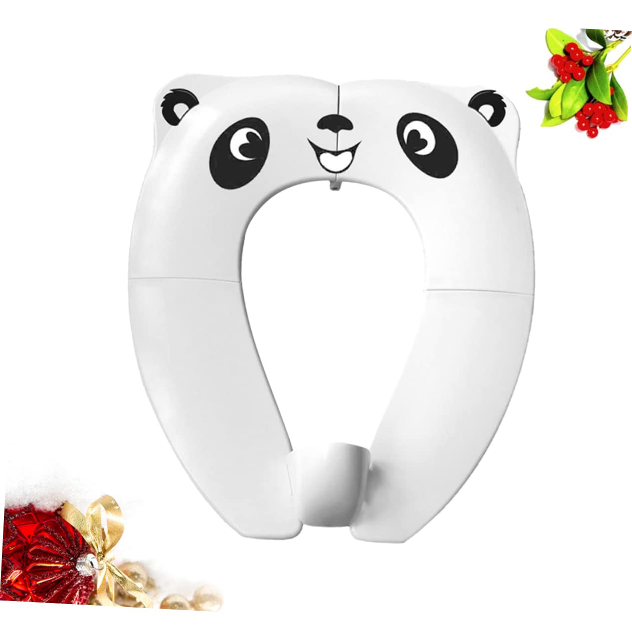 Sedile Wc Pieghevole per Ragazzi, Cerchio Trainer Bianco in Abs | Maniglie Grandi, Design Cartoon Adorabile, per Potty Training, Facile da Afferrare
